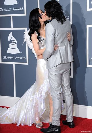 Katy Perry and Russell Brand - WATCH! Katy Perry shows off wedding snaps during Grammys performance - Grammys 2011 - Katy Perry Grammys - Katy Perry Wedding - Katy Perry Russell Brand - Russell Brand Katy Perry Wedding - Wedding Pictures - Katy Perry Gram