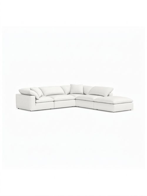 Truman Large Corner Sofa in White Linen