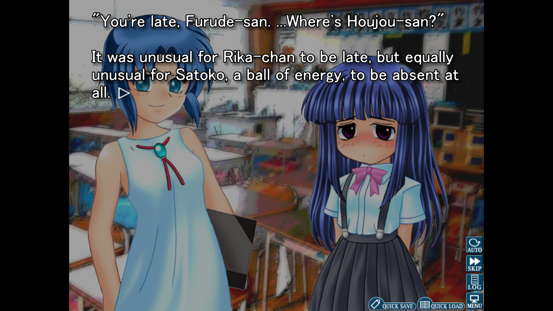 Houjou is absent from school in Higurashi: When They Cry and the teacher questions where she is