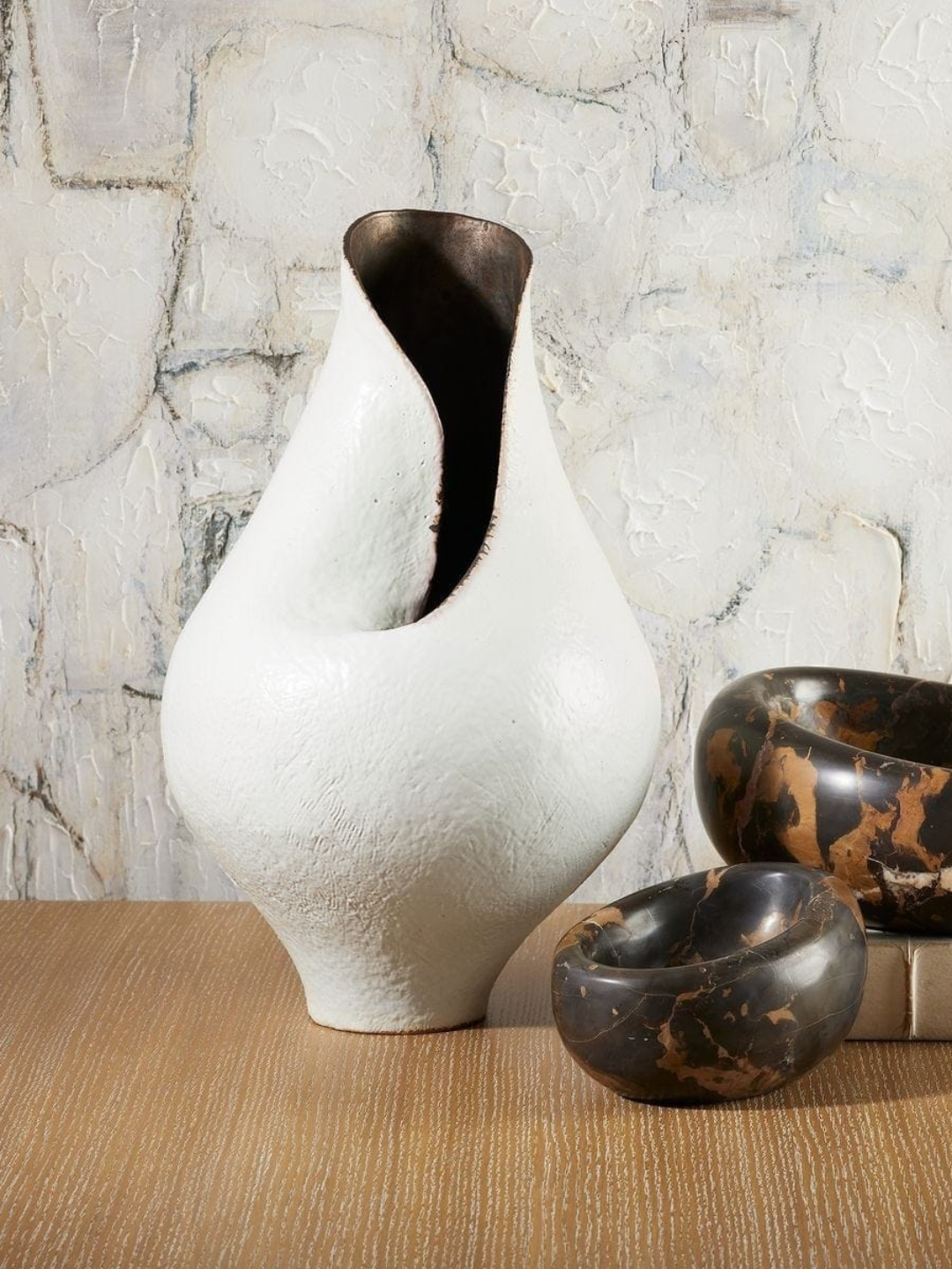 A white textured calla lily vase from Uttermost