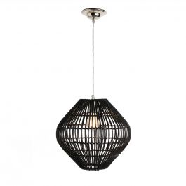 Bamboo Bobbin Herringbone Cable Ceiling Pendant Light, Black