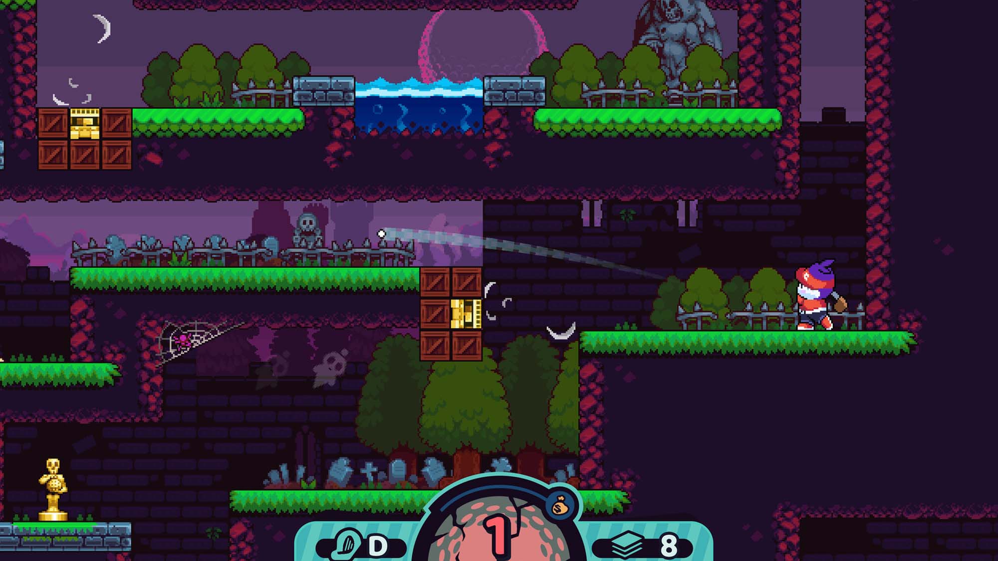 A player taking aim in Cursed to Golf