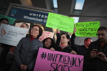 Protesters against United Airlines.
