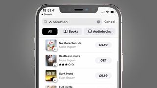 An iPhone showing a list of titles in Apple Books
