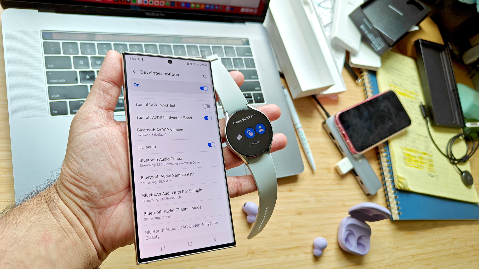 Samsung Galaxy Watch 6 muestra el modo de desarrollador