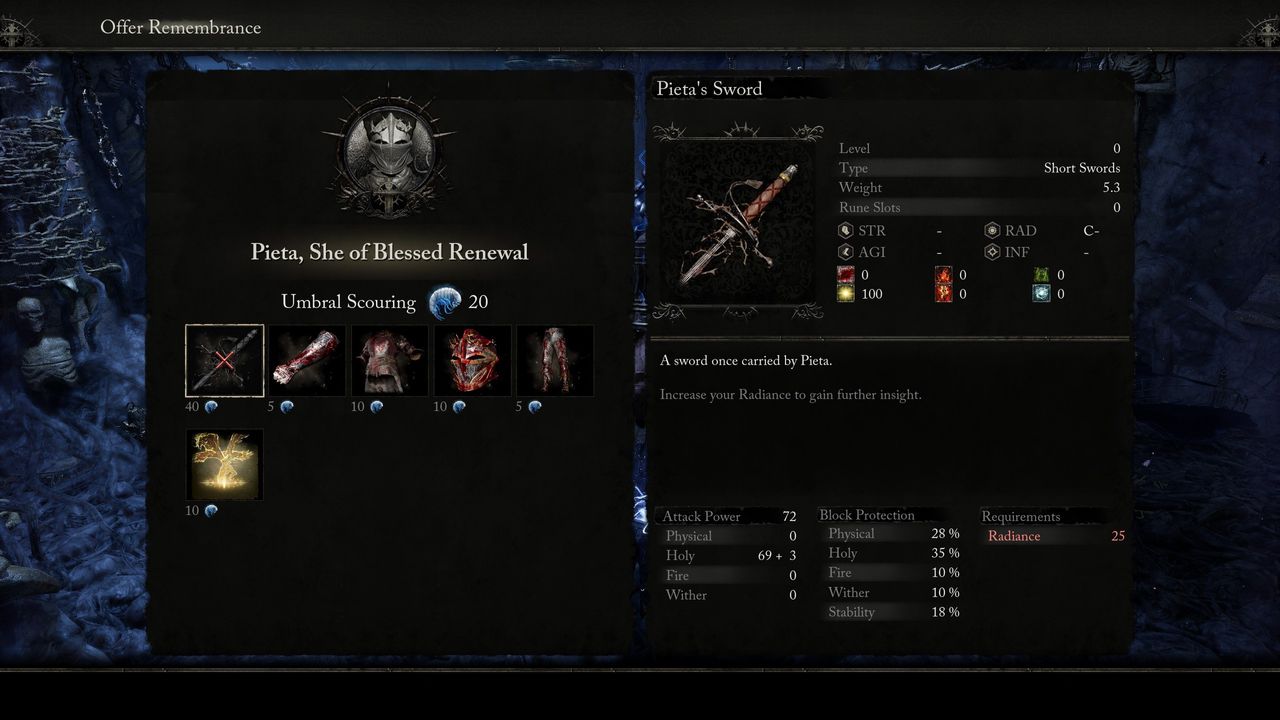 Lords of the Fallen boss weapons - Pieta's sword