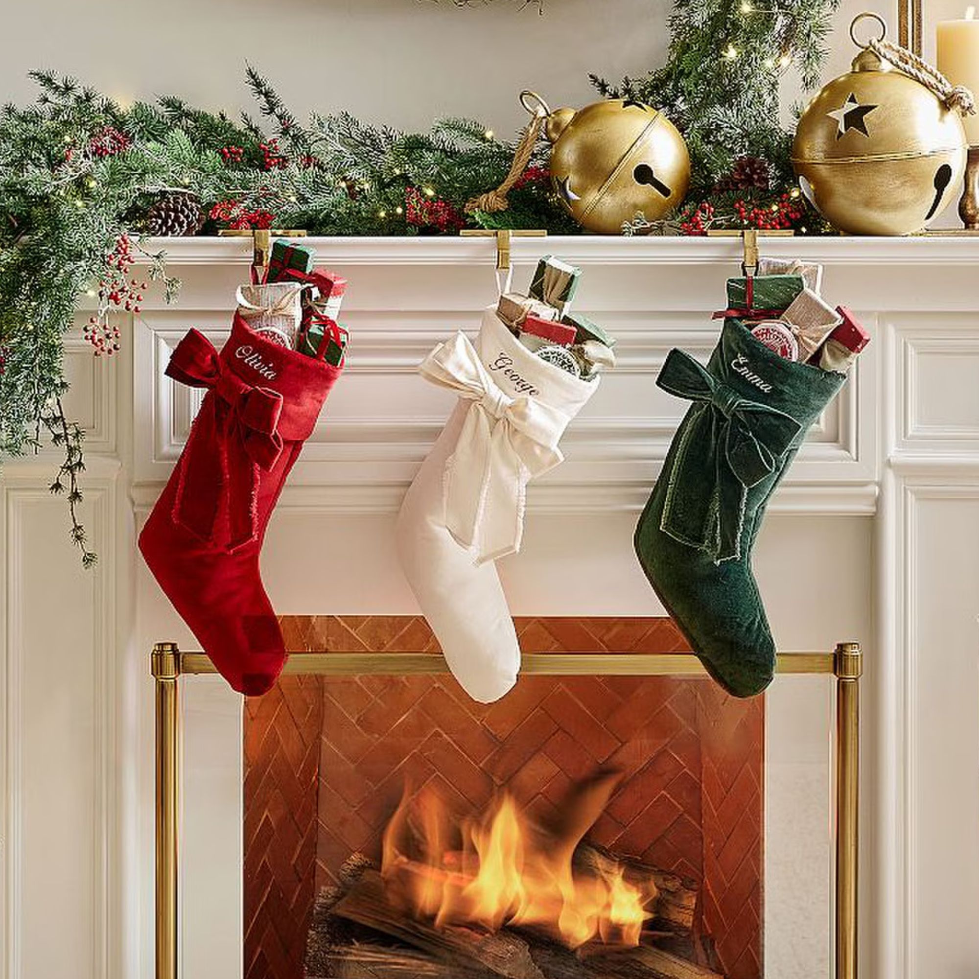 Pottery Barn Classic Velvet Bow Stockings