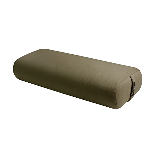 Hugger Mugger Standard Yoga Bolster - Olive - Firm Core With a Soft Surface, Rectangular Shape, Restorative Yoga, Handmade in the Usa