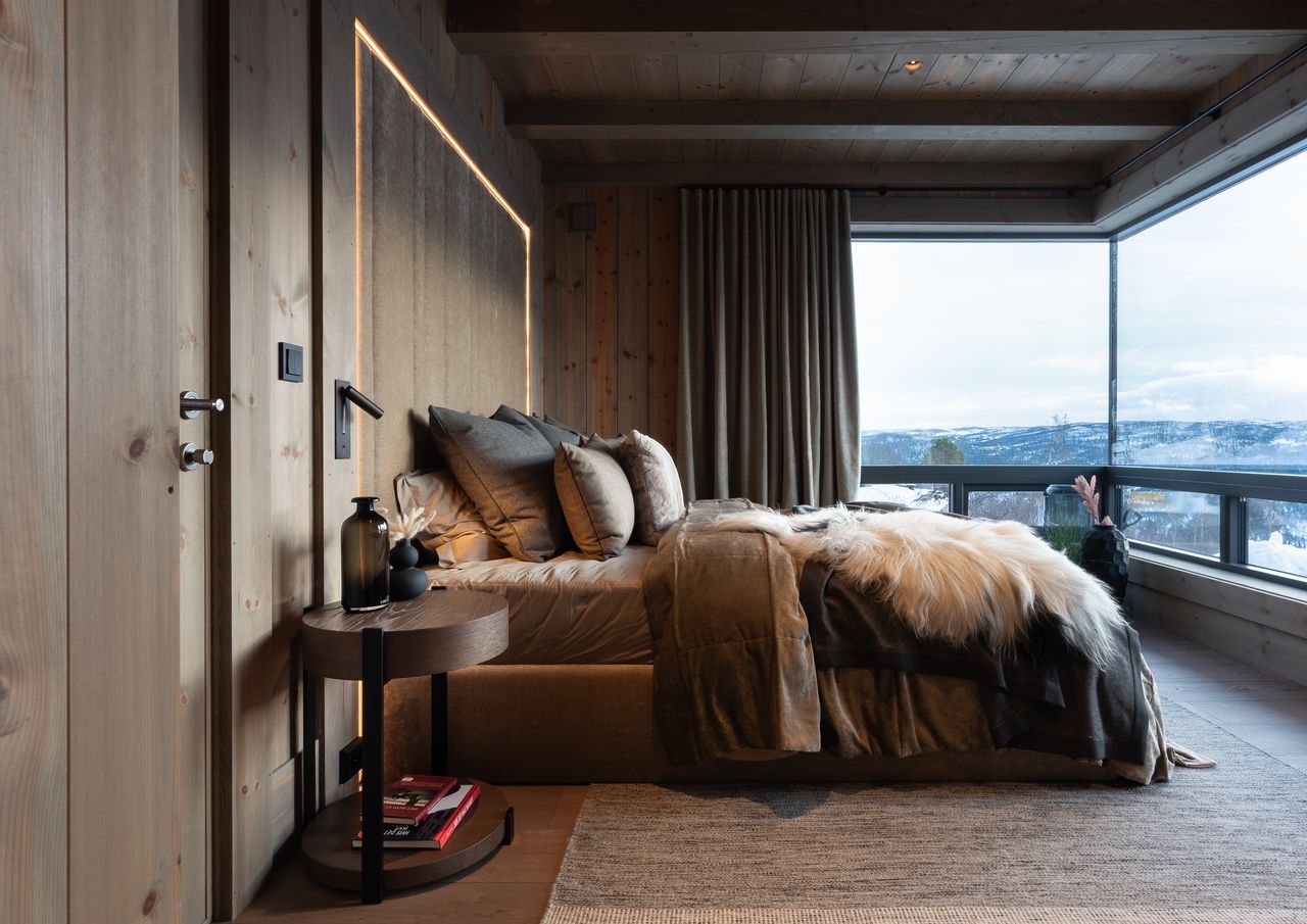 Interior shots of a modern and sleek ski chalet in Geilo