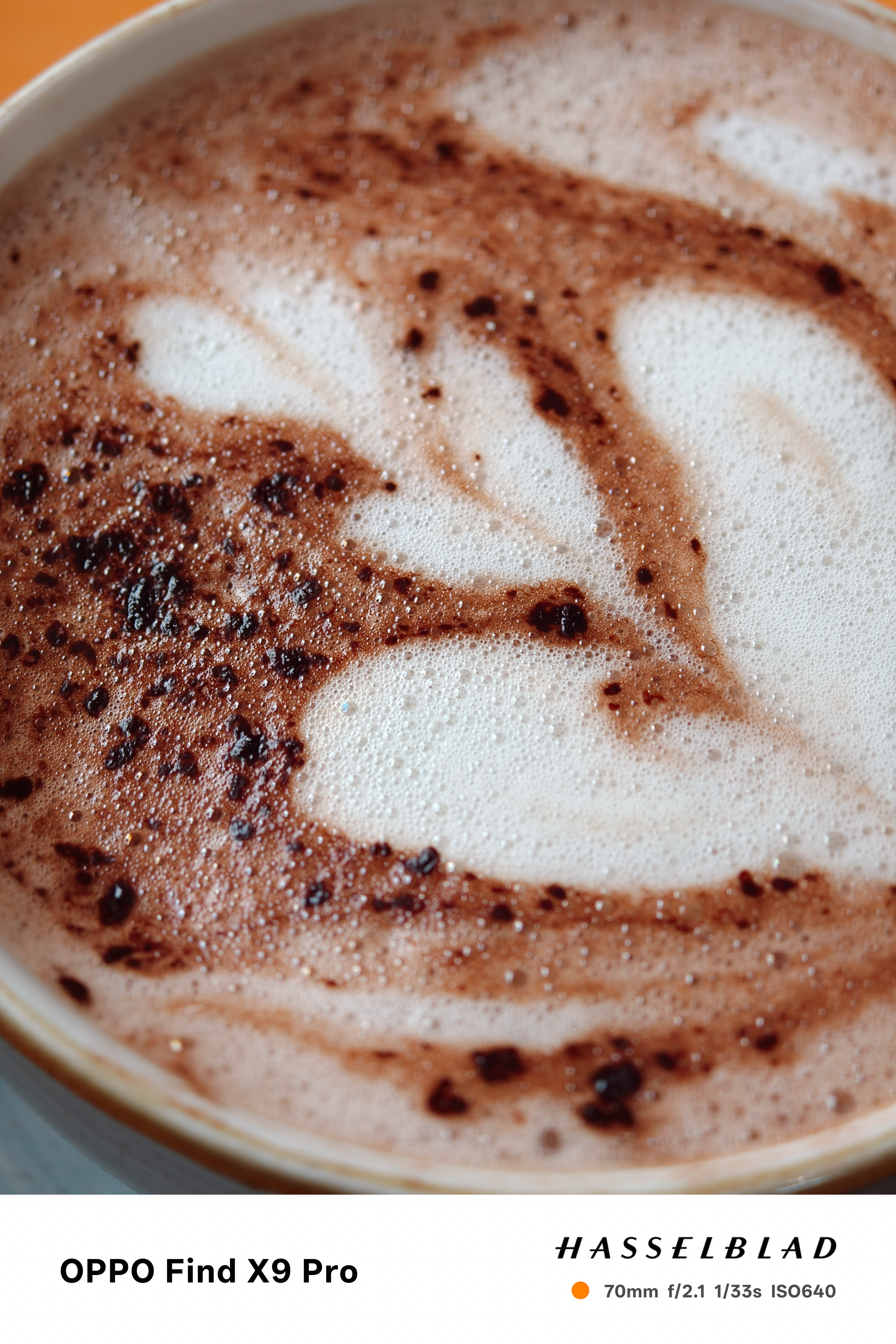 Close-up of latte art on top of a coffee