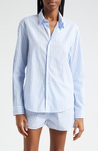 Stripe Cotton Button-Up Shirt