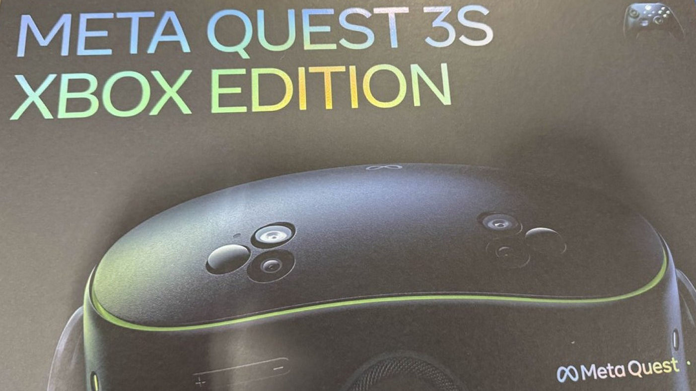 Leaked images of the Meta Quest 3S Xbox Edition featuring the black and green Xbox branding.