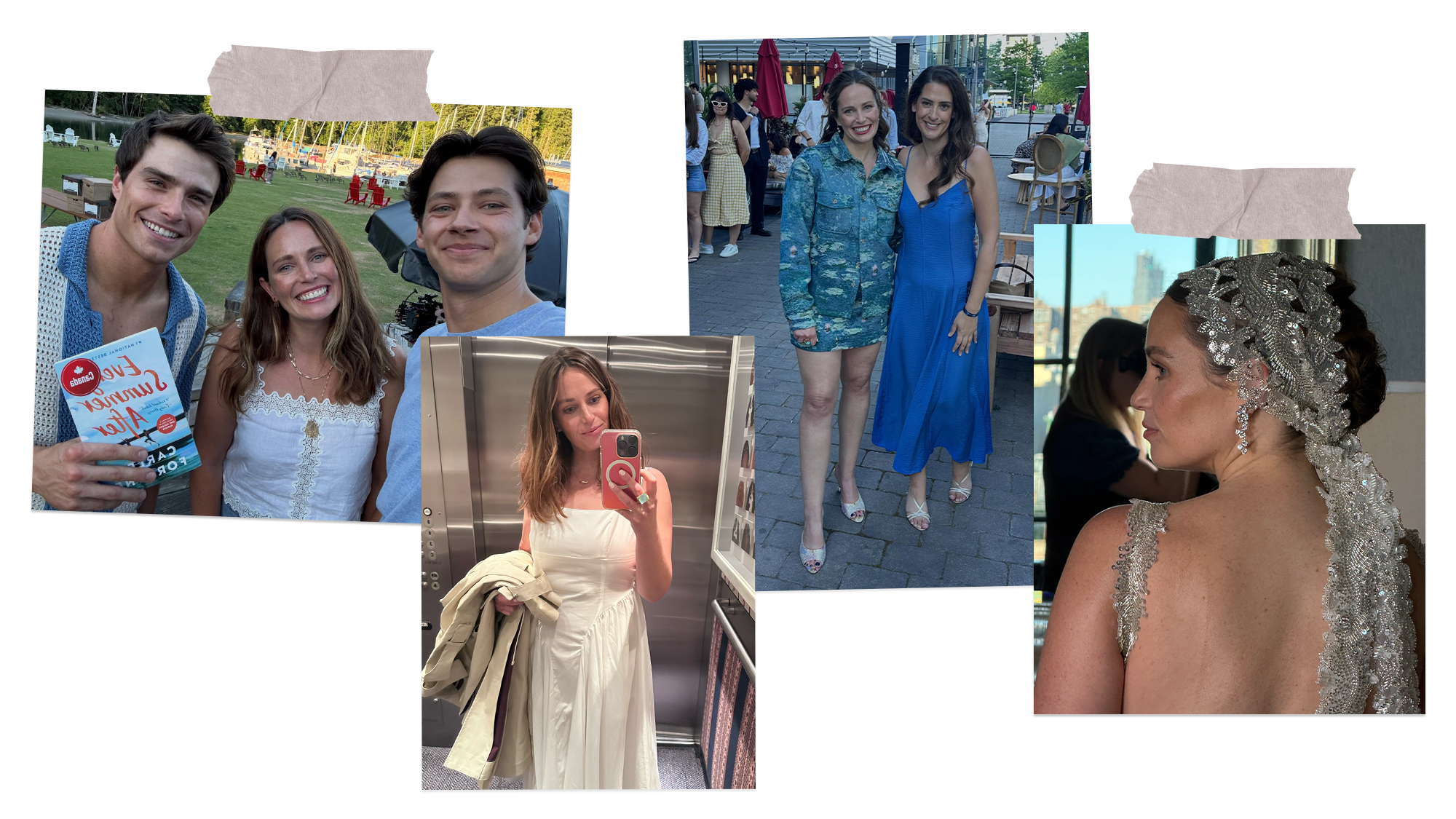 Collage of Carley Fortune during the Every Year After press tour. 