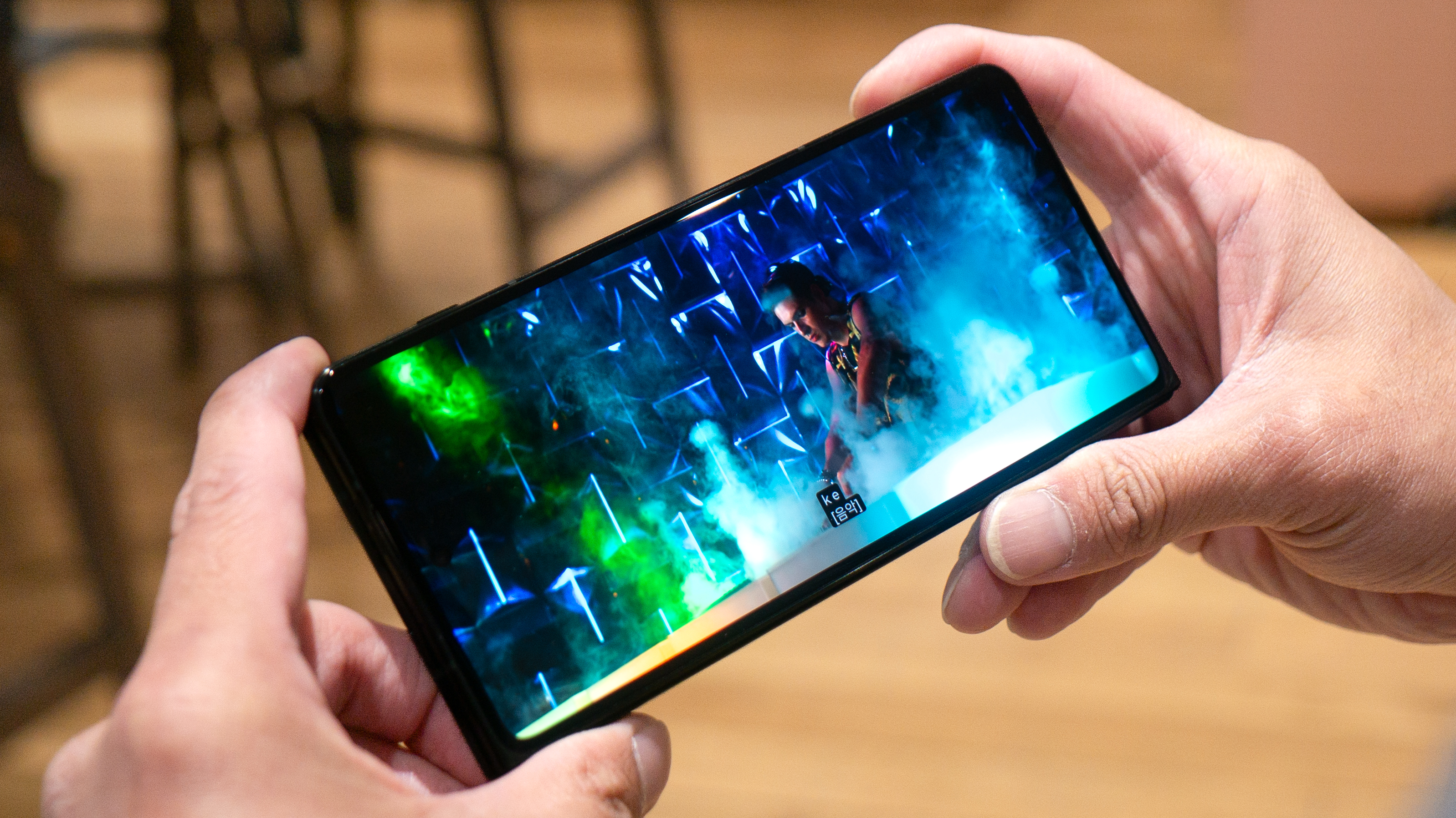 Motorola Razr Fold playing video with outer screen.