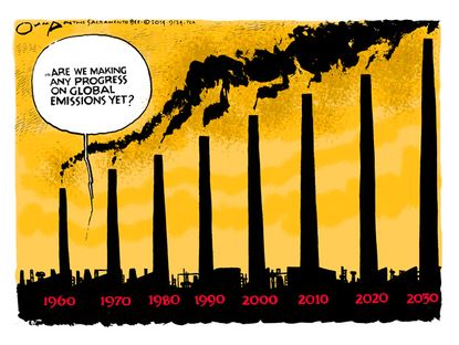 Editorial cartoon climate change emissions environment
