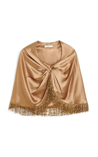 Pinlo Fringed Satin Cape Top