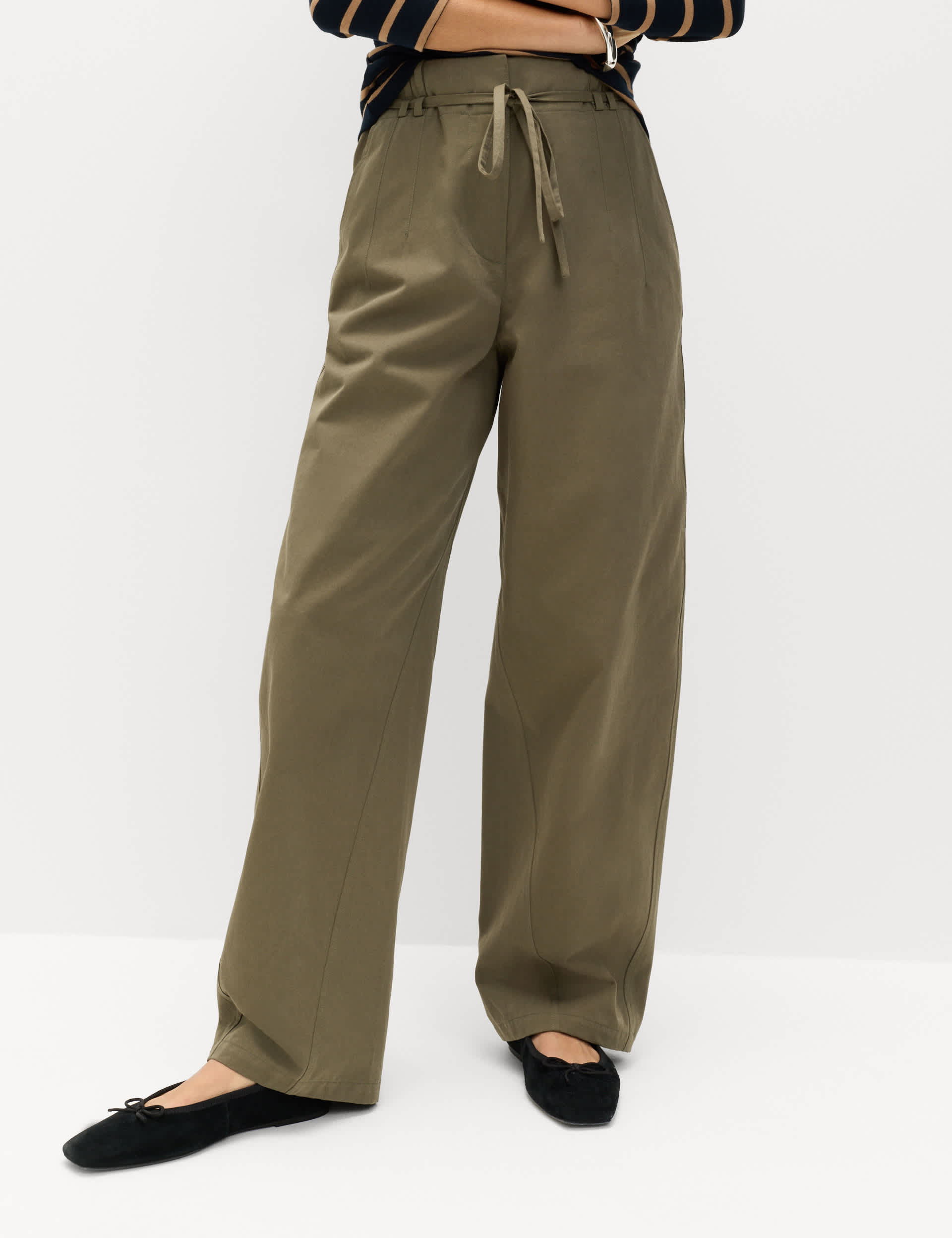 Pure Cotton Barrel Leg Trousers