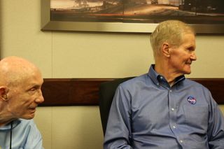 Apollo astronaut Gen. Thomas Stafford (left) and NASA Administrator Bill Nelson (right) on March 17, 2022.