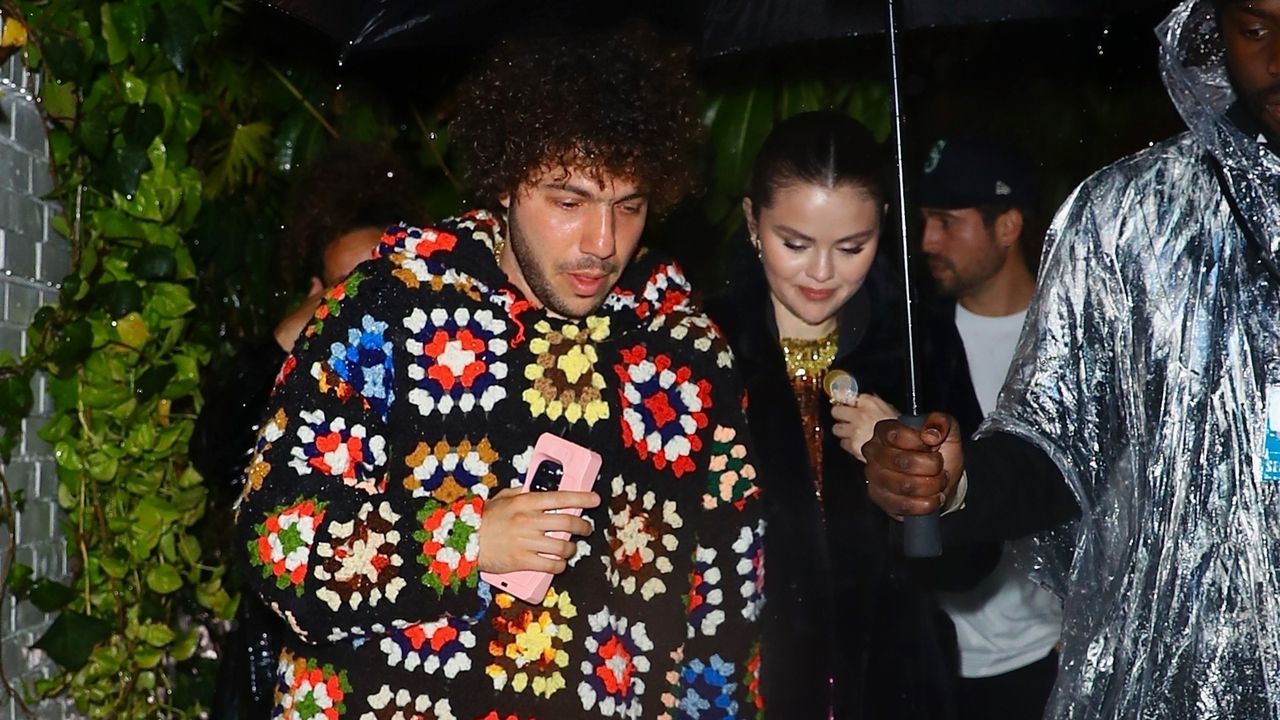 Benny Blanco and Selena Gomez attending a Grammys after-party