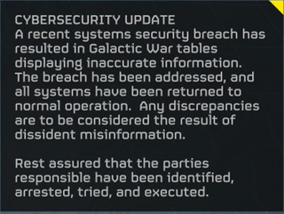 A cybersecurity update explaining the brief hiccup of the Galactic War map in Helldivers 2.