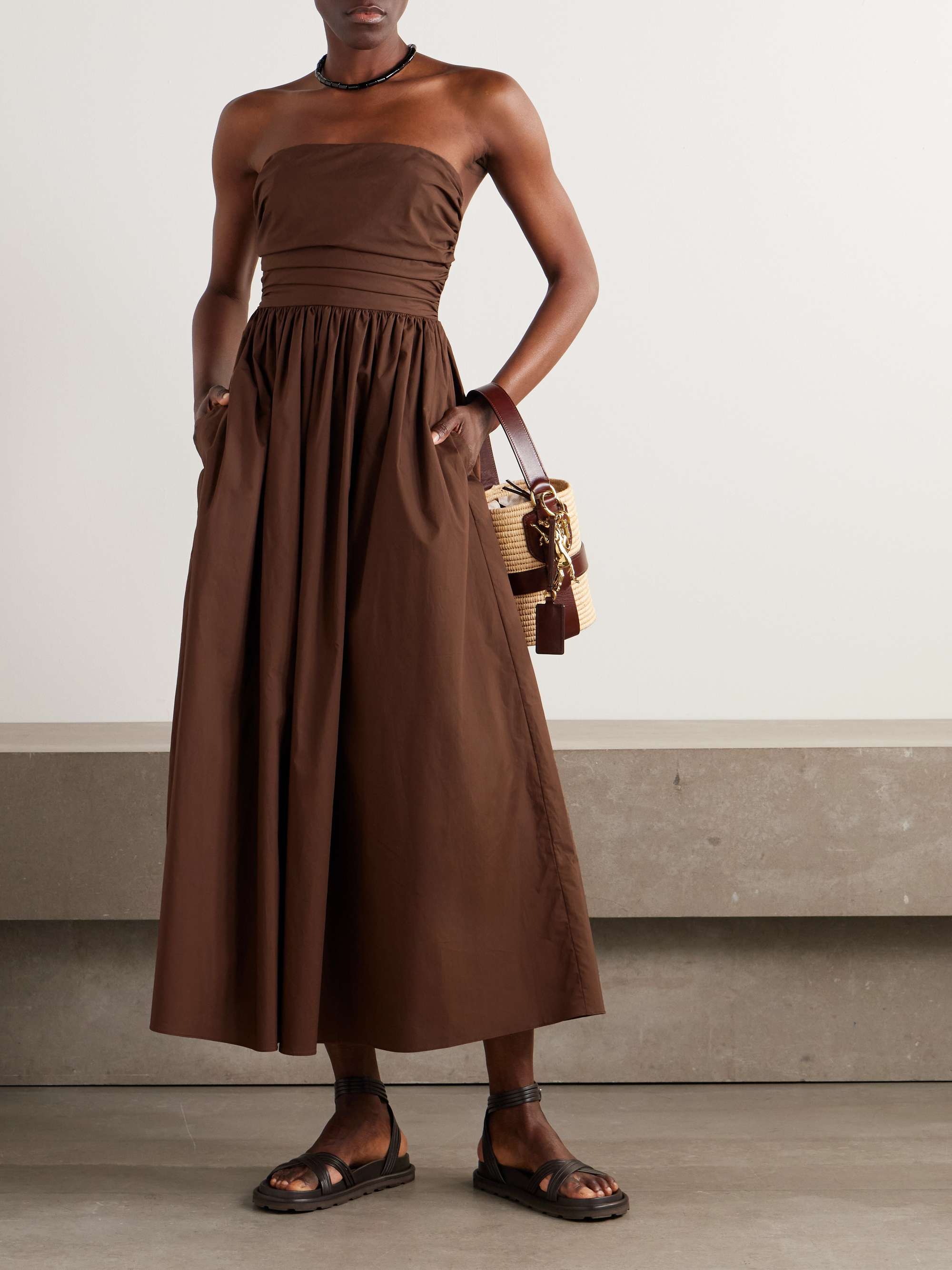 Strapless collection of organic cotton protease MIDI dress