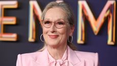 Meryl Streep's powder pink power suit and matching shirt at the Emmy Awards