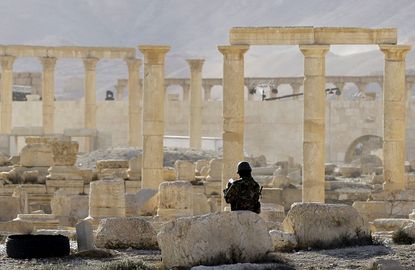 A Syrian soldier in Palmyra in May 2016.