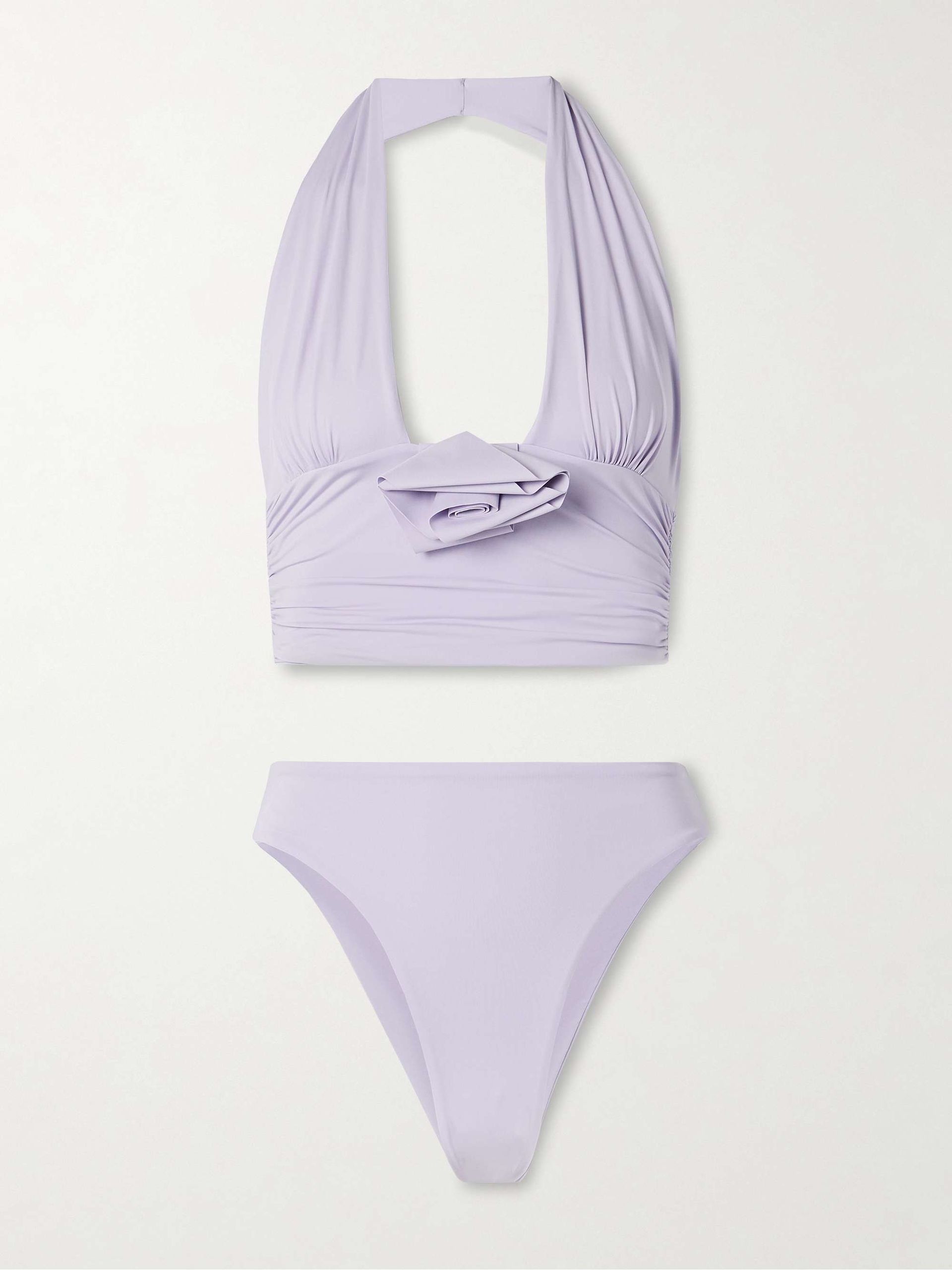 Vives Appliquéd Ruched Halterneck Bikini