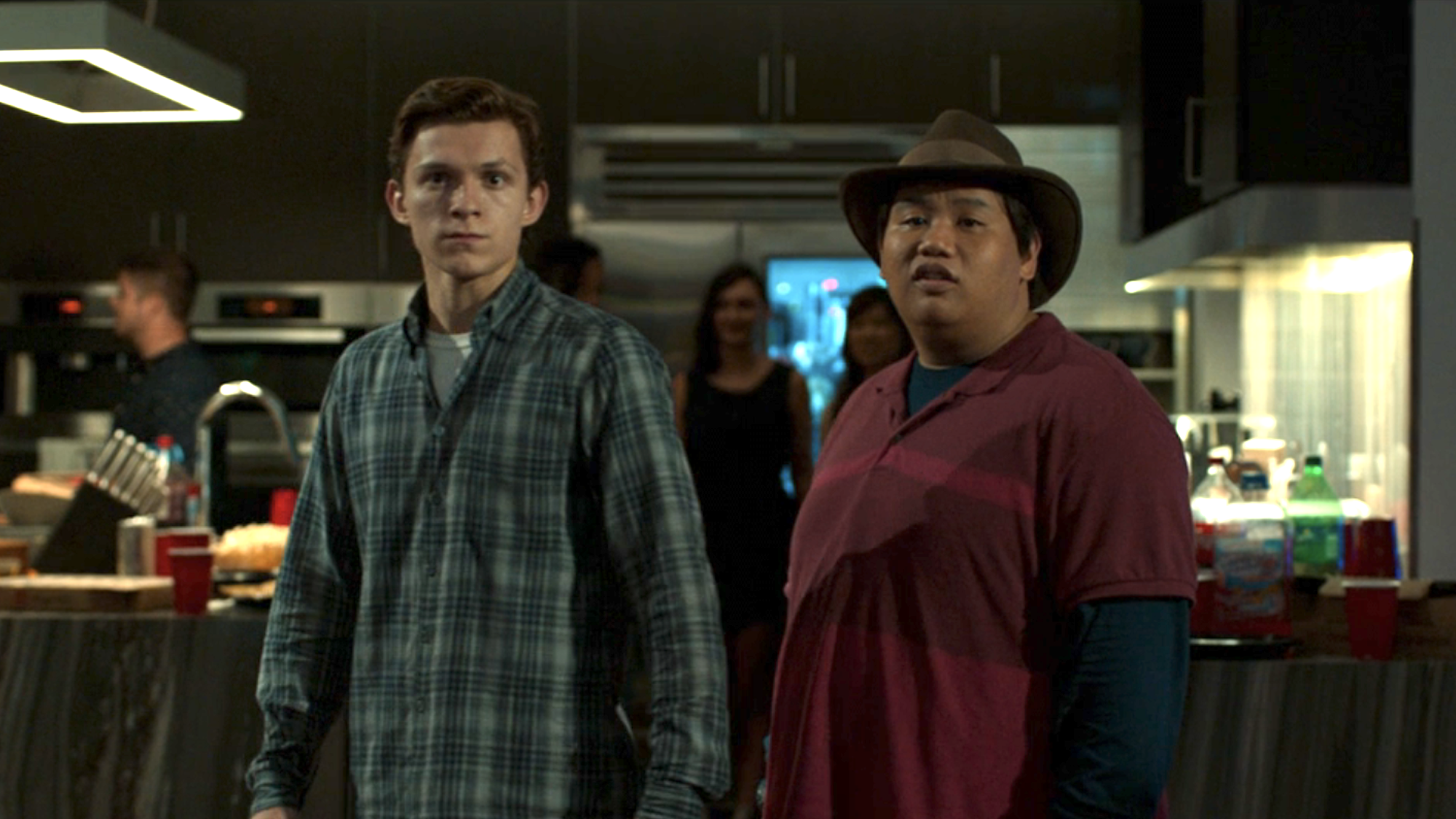 Tom Holland and Jacob Batalon at house party in Spider-Man: Homecoming