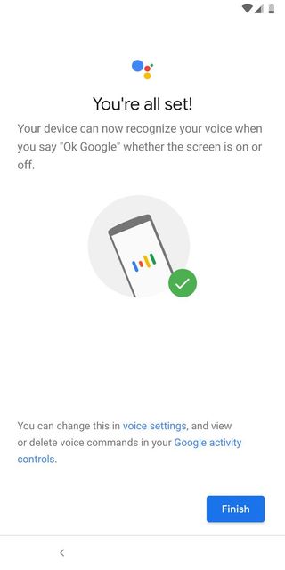 Google Assistant set up confirmation