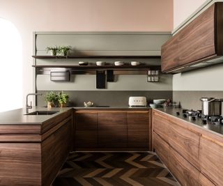 Dark wood modern kitchen