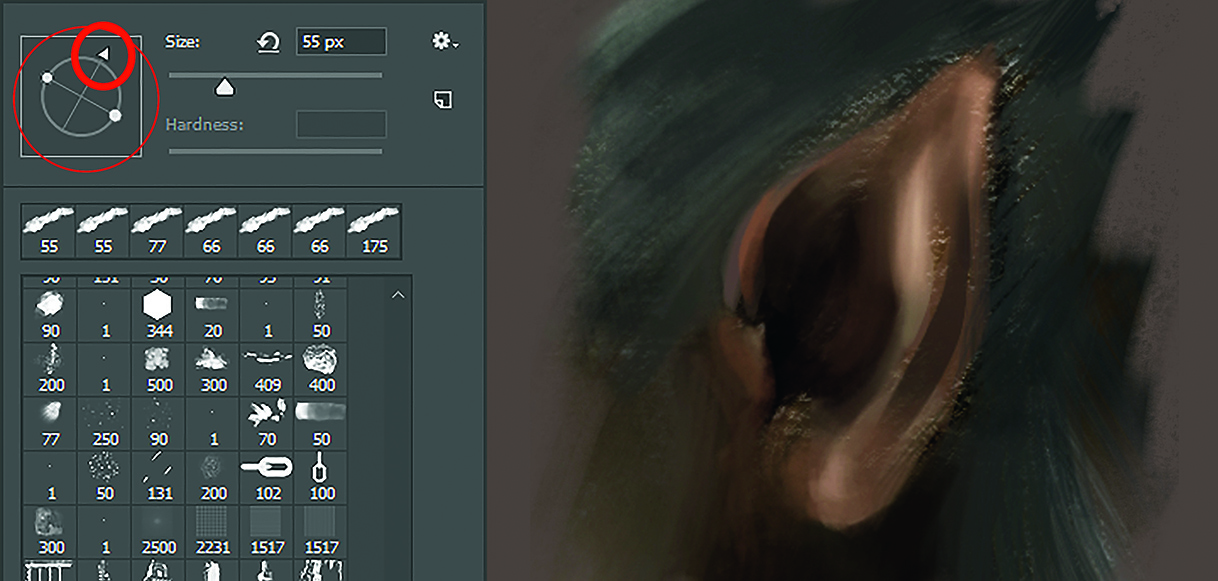 Manually adjust your brush orientation [click the icon to enlarge the image]