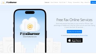 Website screenshot for Faxburner.