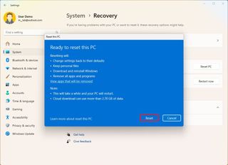 Windows 11 reset to fix performance