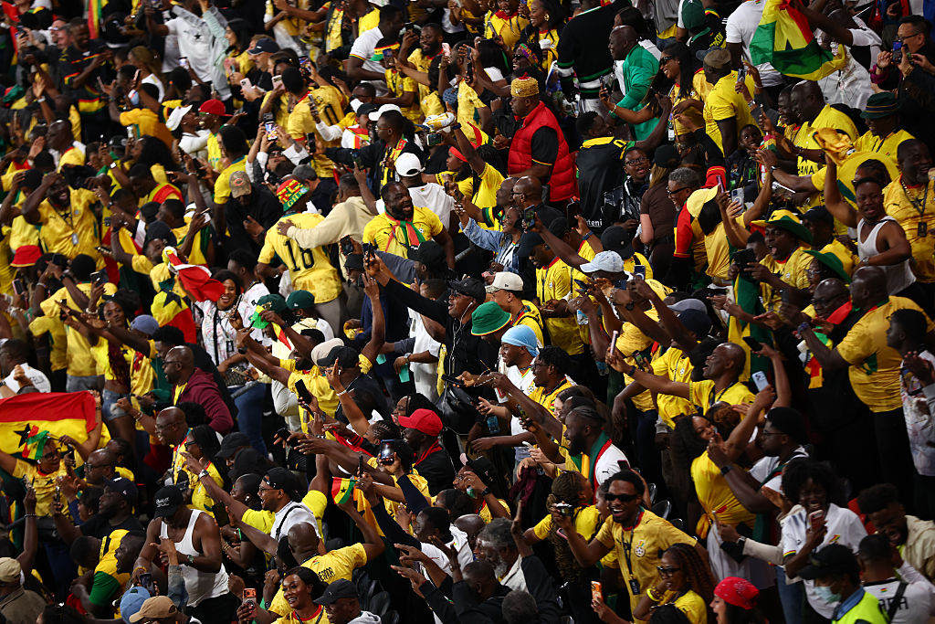 Fans of Ghana celebrate the team' 1-0 victory in the FIFA World Cup 2026 Group L match between Ghana and Panama at Toronto Stadium