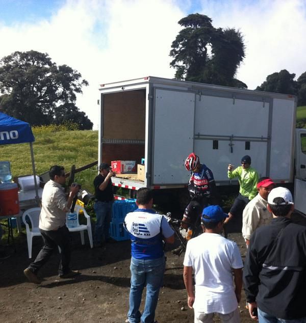Dennis Porras at the aid station at the summit