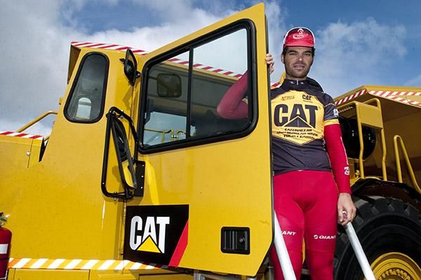 Hard at work: Rhys Pollock (Drapac Porsche) knows the job is a hard one and holding onto the tour lead will take plenty of muscle.