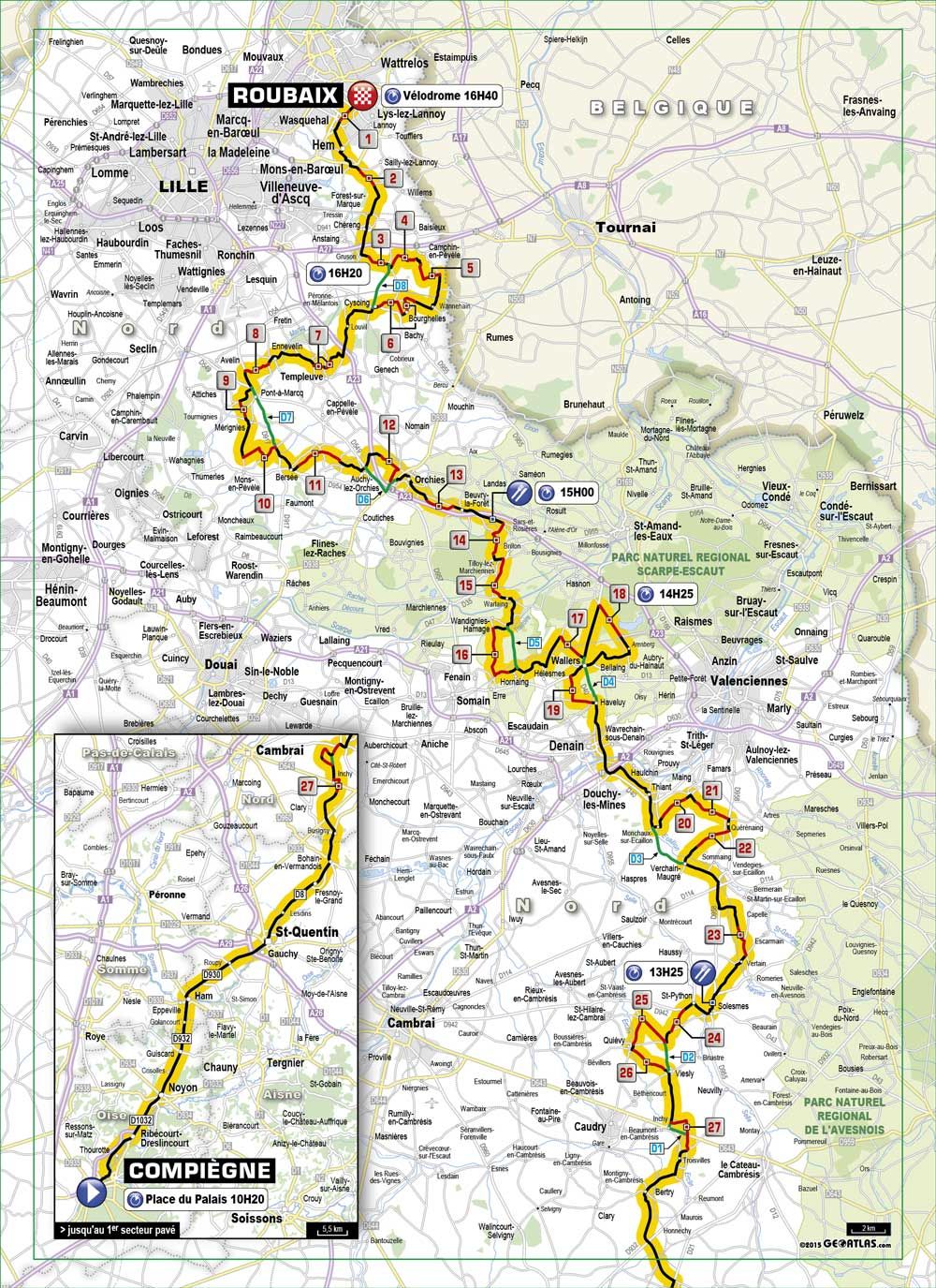 ParisRoubaix 2015 Route Map Cyclingnews