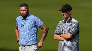 Tony Bellew and Gwilym Lee during the BMW PGA Championship Celebrity Pro-Am