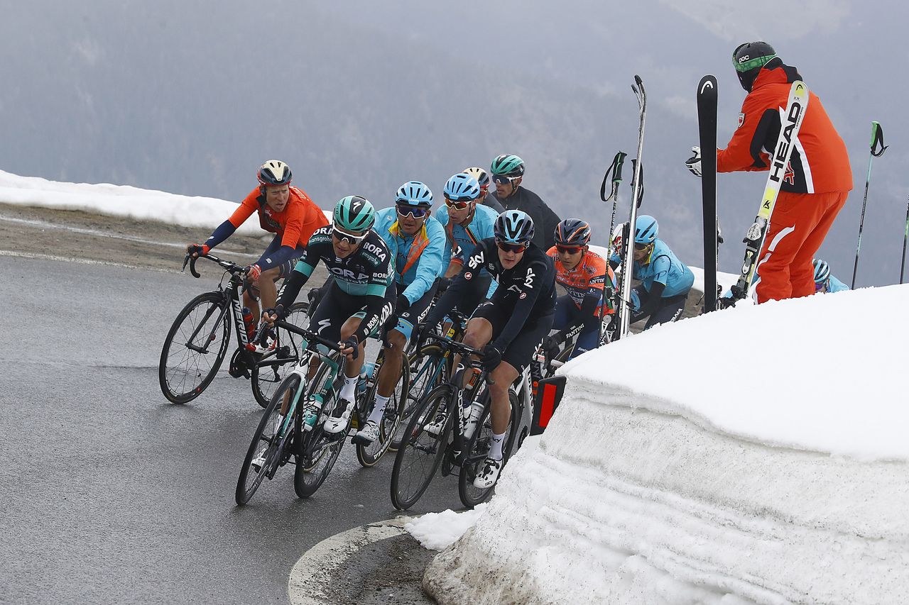 The Tour of the Alps braved snowy conditions on stage 2