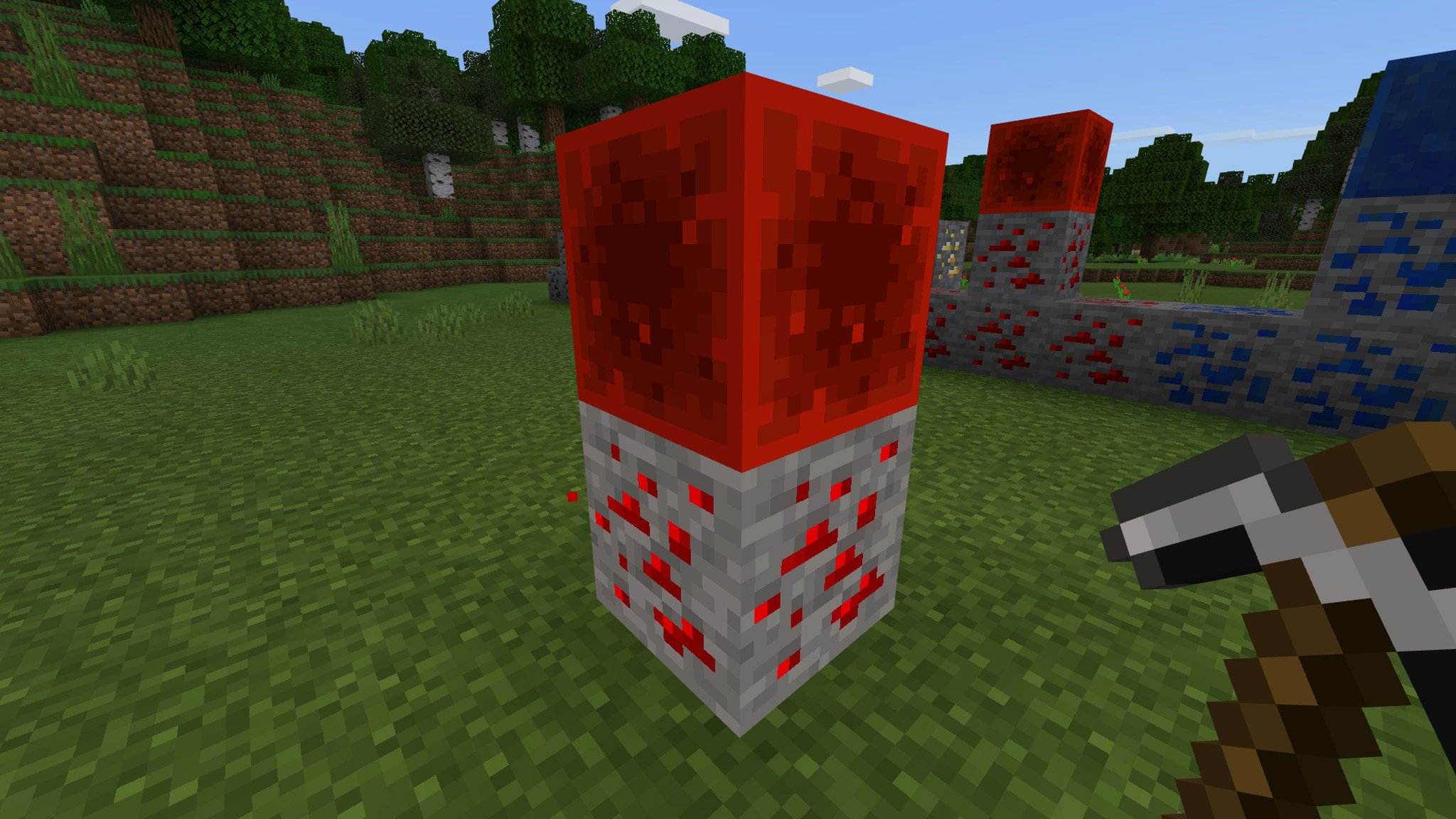 Some redstone ore and a redstone block