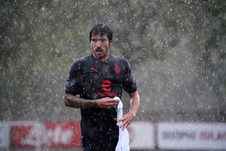 Sandro Tonali attends an AC Milan training session at Milanello on July 29, 2022 in Milan, Italy.