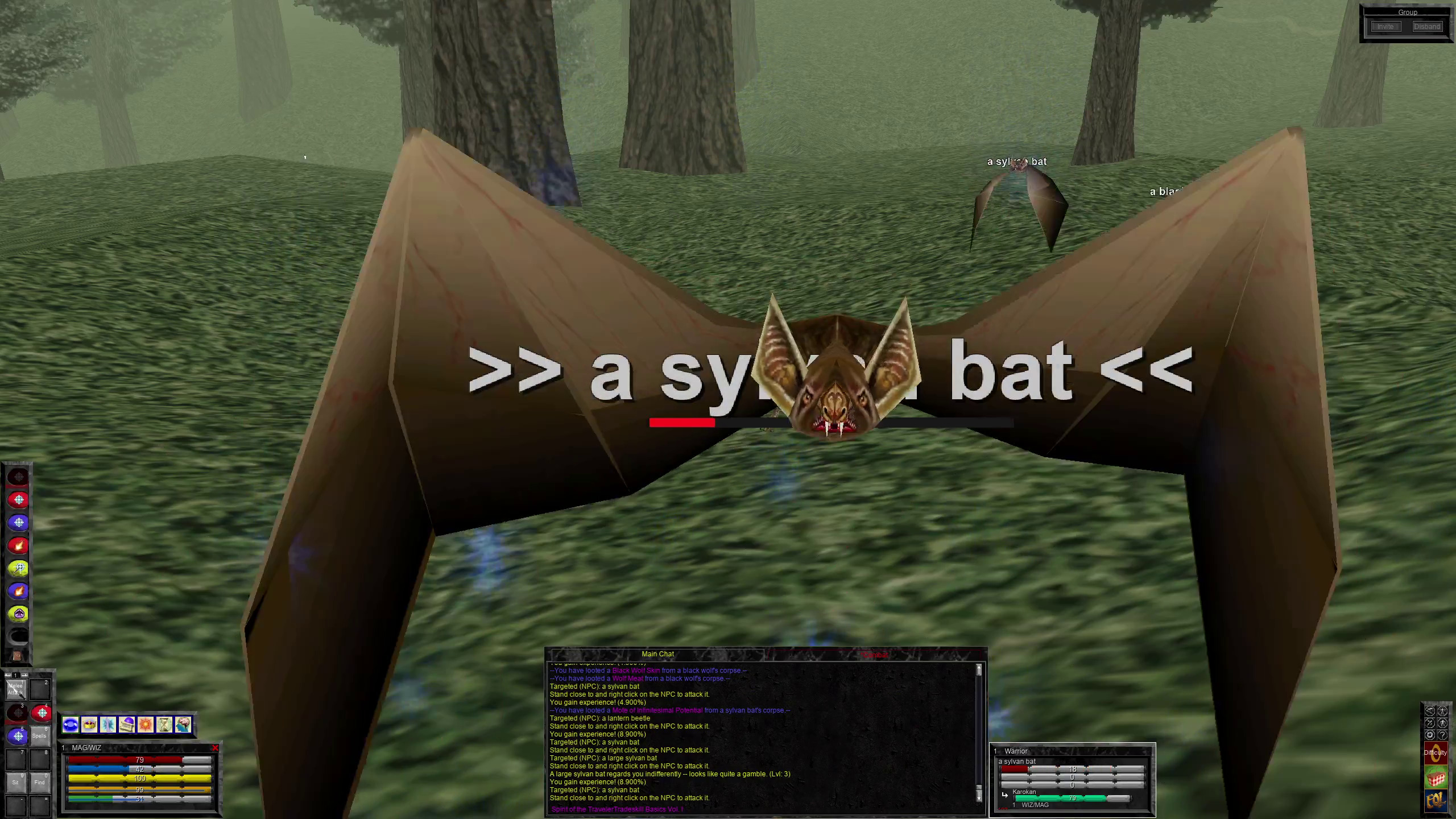 Fighting a bat.