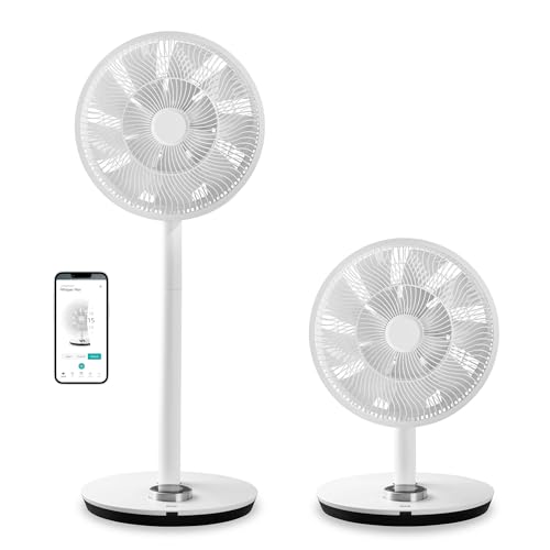 Duux Whisper Flex Smart Standing Fan, With Remote Control, Alexa & Smart App, 26 Cooling Speeds, 2 in 1 Height Adjustable, Multi-Direction Oscilating, Powerful and Quiet Fan, Night Mode, Timer, White