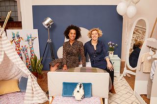 children's bedroom with teepee, cloud bed, patterned rug and full length mirror