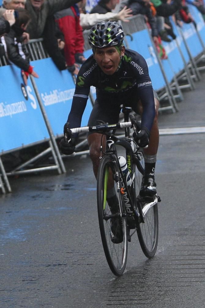 Quintana (Movistar) was quick to slow down after the fast run to the line