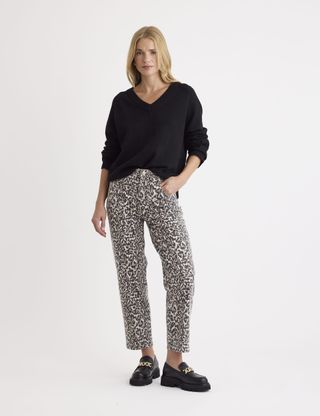 Animal Print High Waisted Straight Leg Jeans