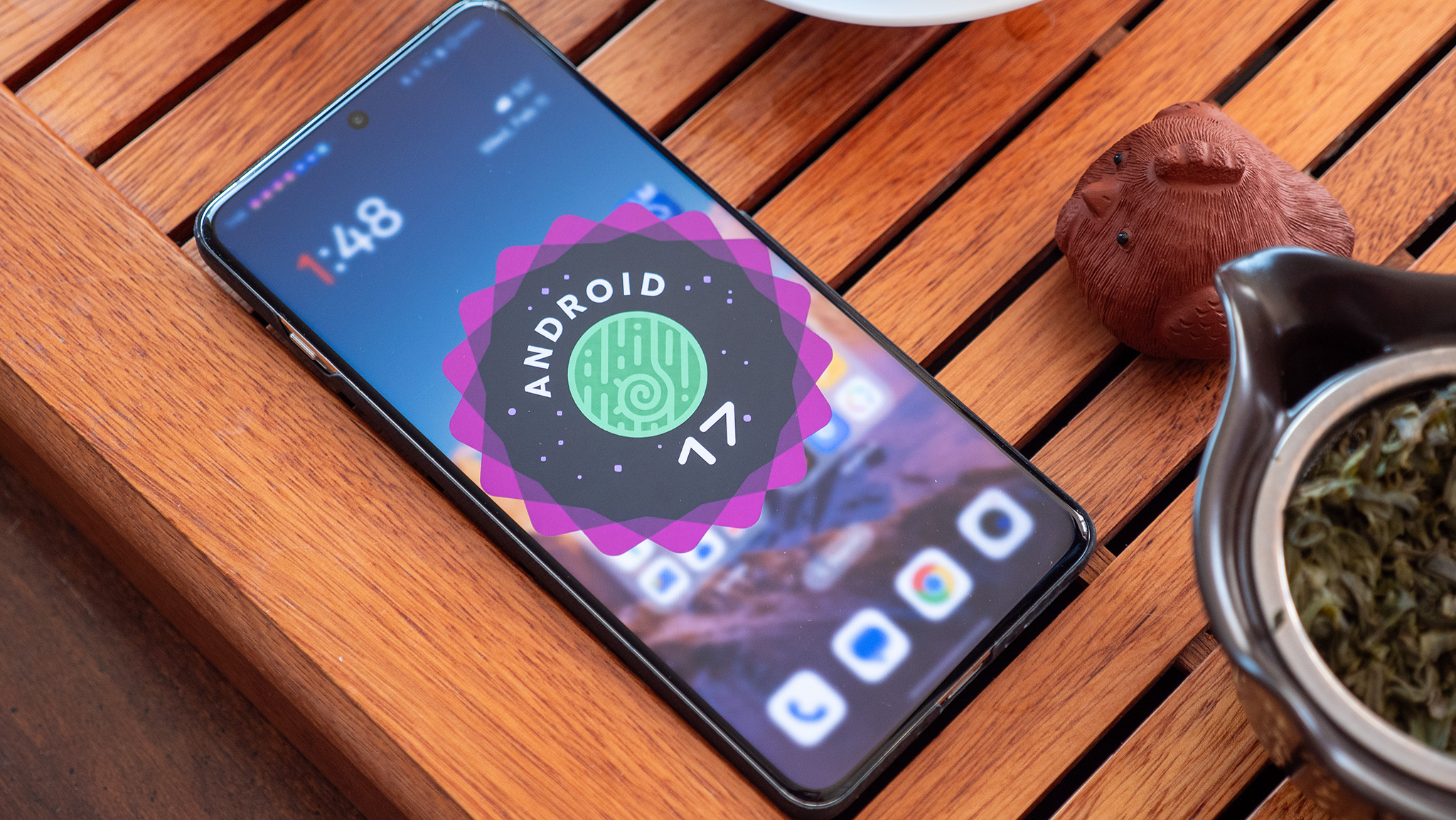 The Android 17 logo on a OnePlus 13