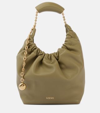 Loewe, Squeeze Small leather shoulder bag in Eucalyptus Green