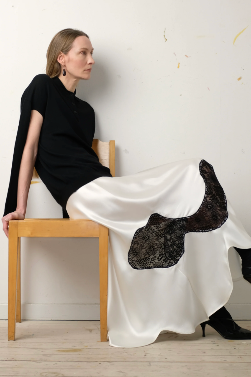 BITE Studios white skirt and black jumper